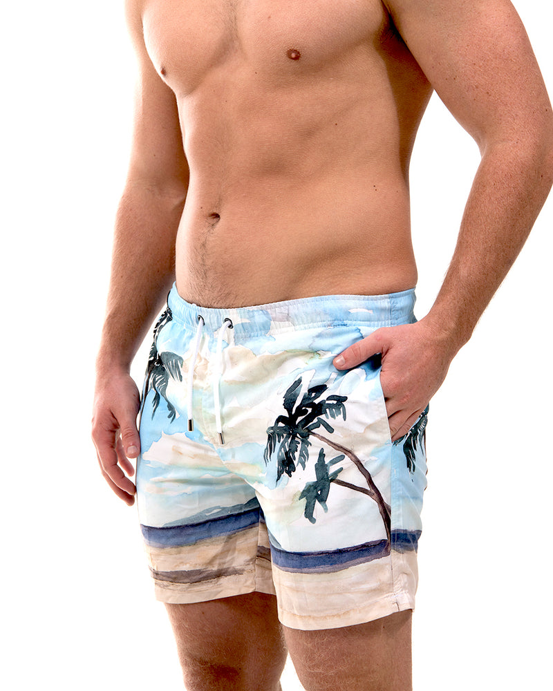 Franks Tahiti Watercolor Swim Trunks